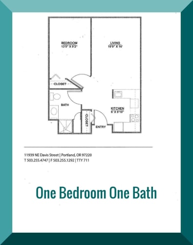 Floor Plan  1 Bedroom