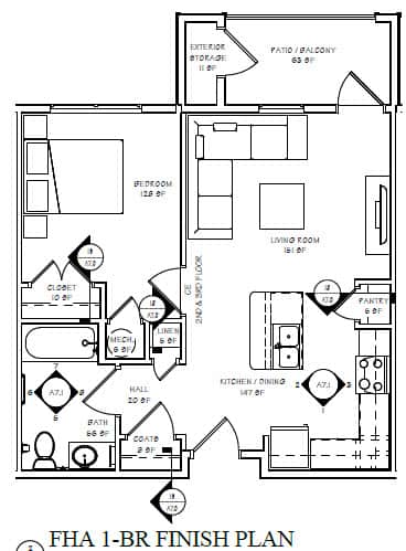 Floor Plan  A black and white floor plan of a house with labeled rooms.
