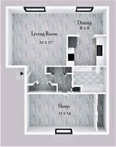 Floor Plan  One Bedroom One Bath