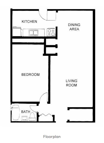 Floor Plan  a floor plan of a house with a bedroom and a living room