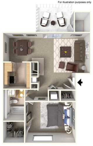 Floor Plan  One Bedroom One Bath