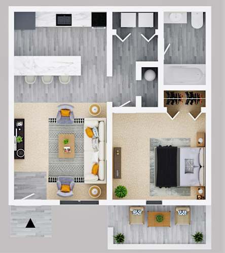 Floor Plan  One Bedroom One Bath