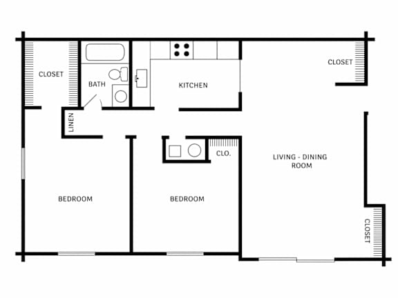 Floor Plan  A black and white image of a floor plan for a house.