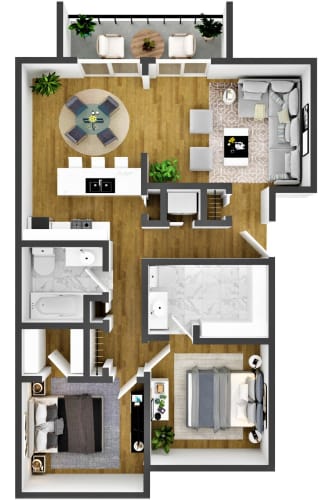 Floor Plan  Two Bedroom Two Bath