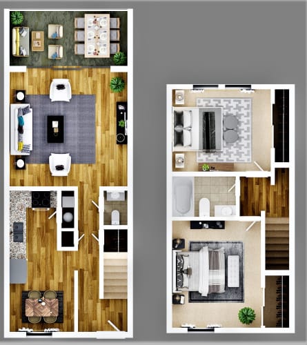 Floor Plan  Two Bedroom 1.5 Bath TH
