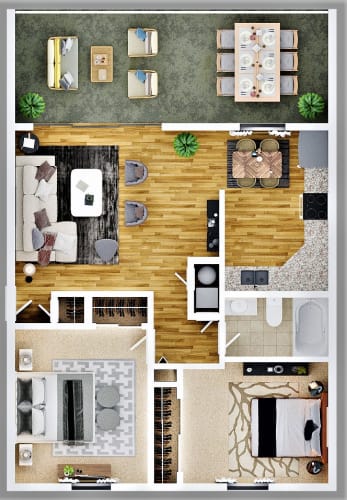 Floor Plan  Two Bedroom One Bath