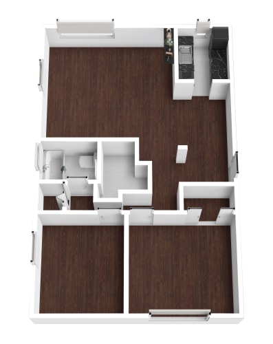 Floor Plan  a drawing of the upper floor of a 1 bedroom apartment