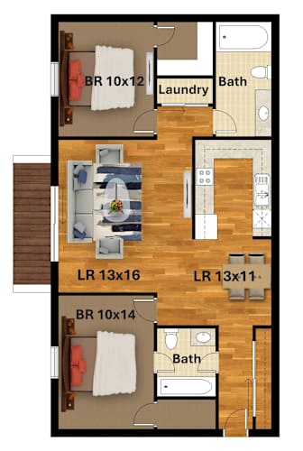 Floor Plan  A floor plan of a house with a laundry room, bathroom, and living room.