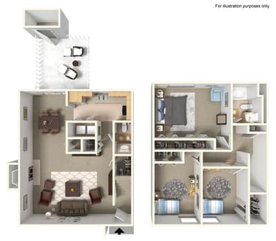 Floor Plan  Three Bedroom 1.5 Bath TH
