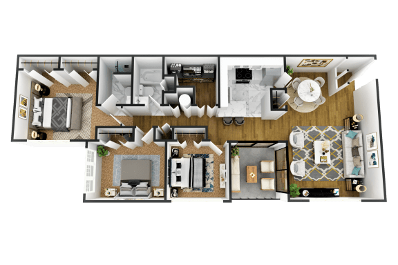 Floor Plan  3d furnished floor plan of a 1 bedroom apartment