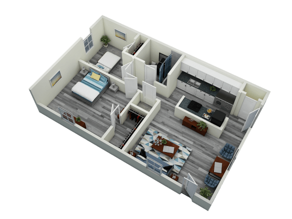 Floor Plan  Two Bedroom One Bath Apartment (with W/D Hookup)