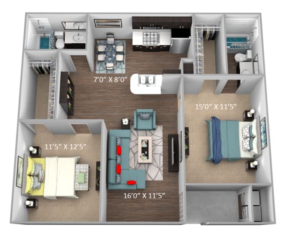 Floor Plan  our apartments have a spacious living room and kitchen with plenty of counter space