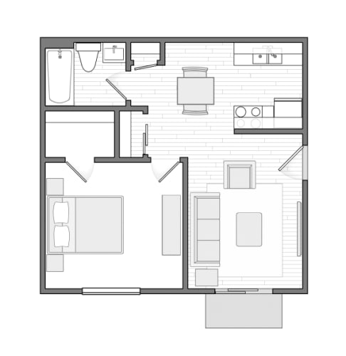 Floor Plan  a floor plan of a small house with a bedroom and a living room