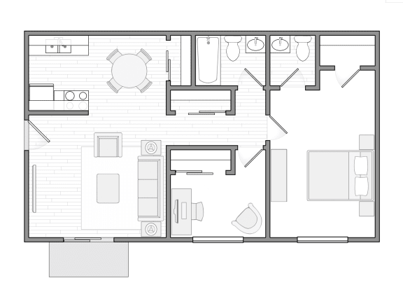 Floor Plan  a floor plan of a small house with a bedroom and a living room