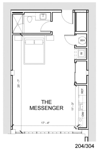 Floor Plan  a floor plan of a small house with a bedroom and a bathroom