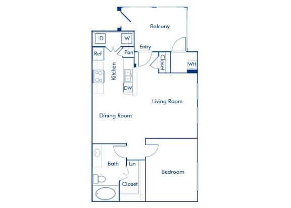 Floor Plan  One bedroom floor plan at Landara Apartments in Ontario CA
