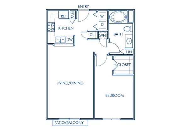 Floor Plan  One bedroom floor plan at Sierra at Otay Ranch Apartments in Chula Vista CA