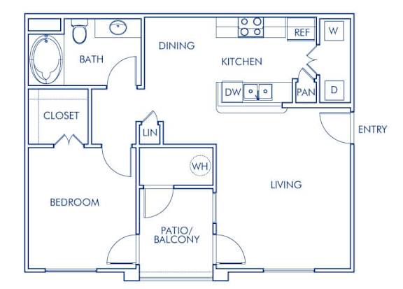 Floor Plan  One bedroom floor plan at Sierra at Otay Ranch Apartments in Chula Vista CA