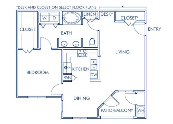 Floor Plan  One bedroom floor plan at Sierra at Otay Ranch Apartments in Chula Vista CA