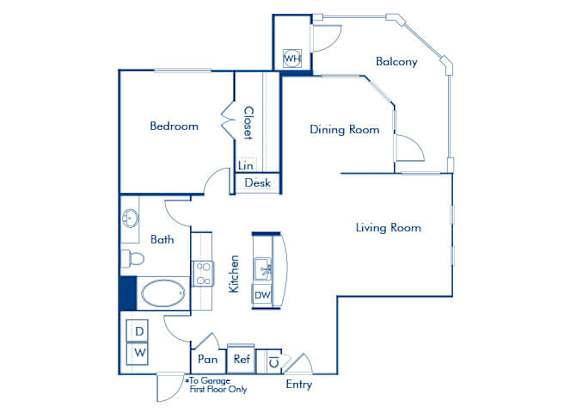 Floor Plan  One bedroom floor plan at Landara Apartments in Ontario CA