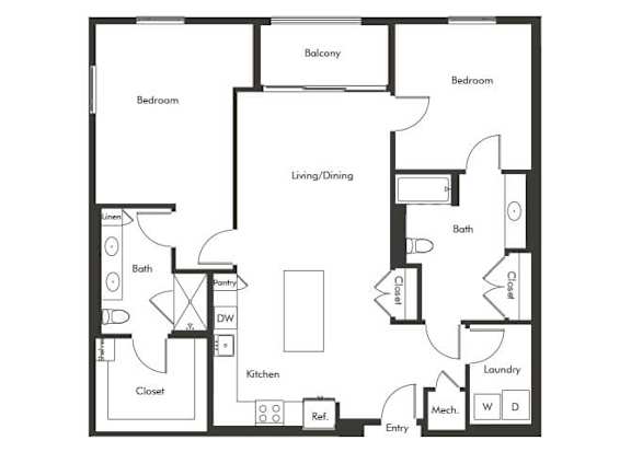 Floor Plan  Two bedroom floor plan at Chromatic Flats Apartments in San Diego CA