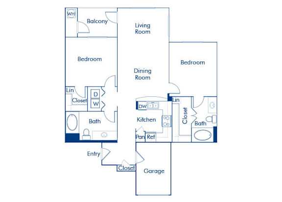 Floor Plan  Two bedroom floor plan at Landara Apartments in Ontario CA