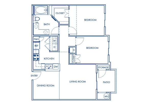 Floor Plan  Two bedroom floor plan at Cresterra Apartments in San Marcos CA