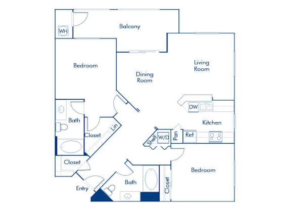 Floor Plan  Two bedroom floor plan at Landara Apartments in Ontario CA