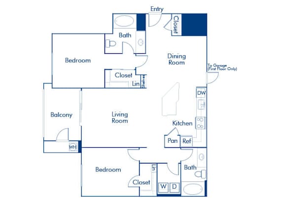 Floor Plan  Two bedroom floor plan at Landara Apartments in Ontario CA