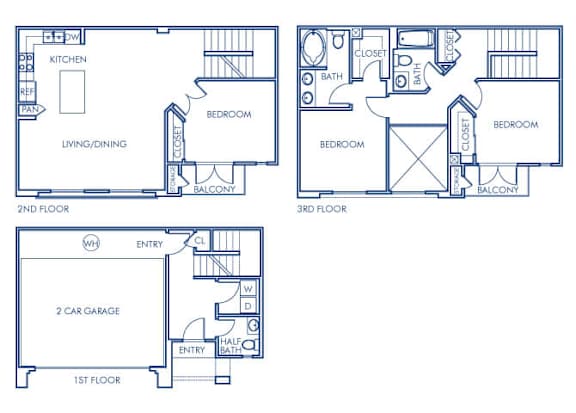 Floor Plan  Three bedroom floor plan at Sierra at Otay Ranch Apartments in Chula Vista CA
