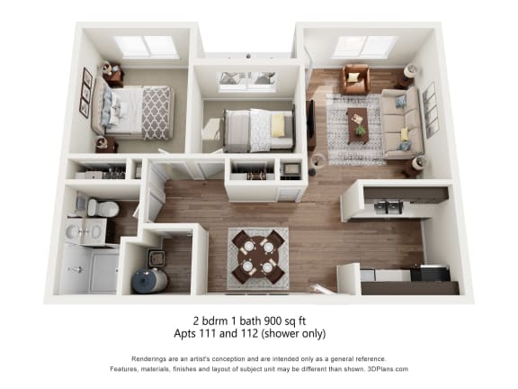 Floor Plan  Two-bedroom apartment.