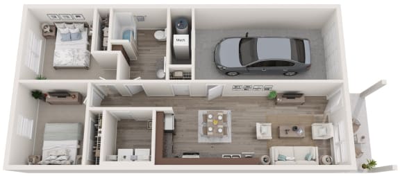 Floor Plan  a 3d rendering of a floor plan with a car