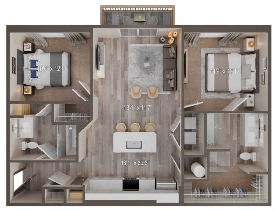 Floor Plan  UNIT B1 at Tiffany Flats, Columbus, OH, 43231