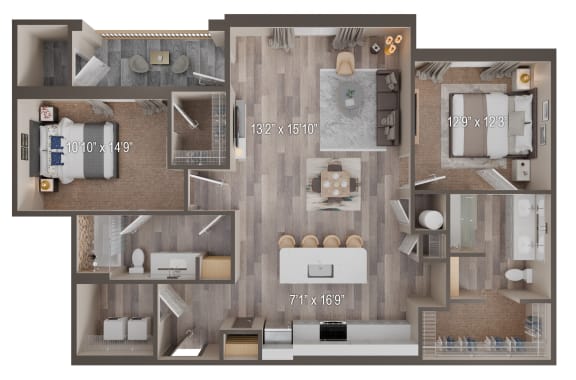 Floor Plan  UNIT B2 ALT2 at Tiffany Flats, Ohio, 43231