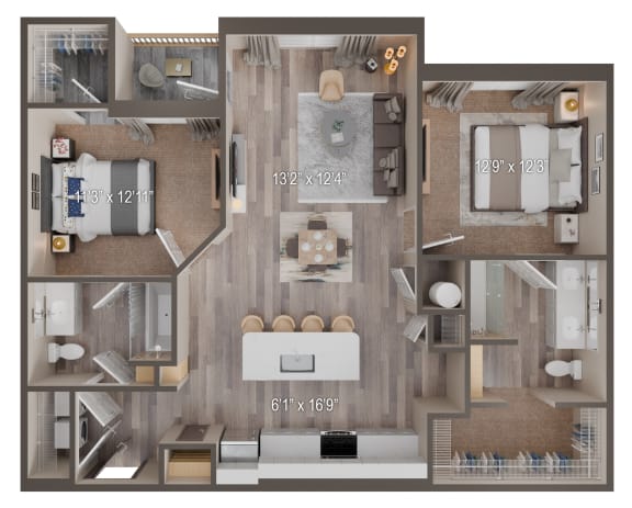 Floor Plan  UNIT B2 at Tiffany Flats, Columbus, OH