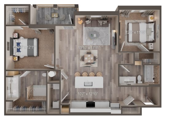 Floor Plan  UNIT B3 at Tiffany Flats, Columbus