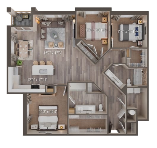 Floor Plan  UNIT-C1 at Tiffany Flats, Columbus