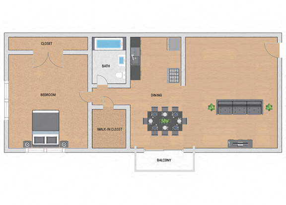 Floor Plan  1 Bedroom 1 Bath Floor Plan
