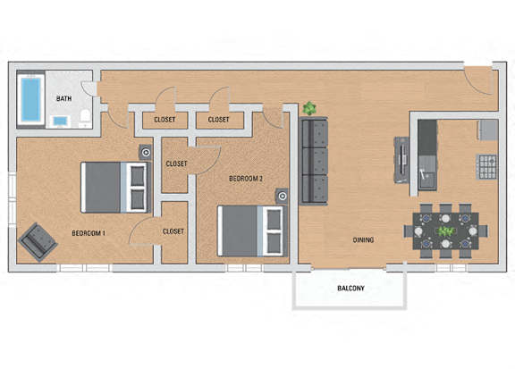 Floor Plan  2 Bedroom 1 Bath Floor Plan