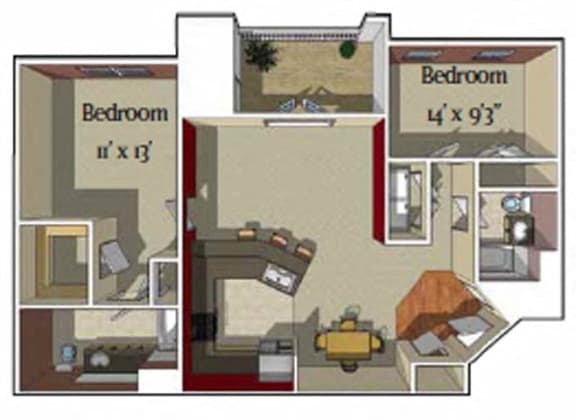 Floor Plan  Aspen – 2 bedroom 2 bath