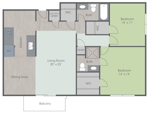 Floor Plan  2 Bed 2 Bath
