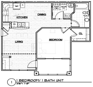 Floor Plan  1BR/1Bath