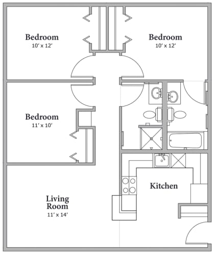 Floor Plan  3 Bed 2 Bath Floor Plan at Middle Creek Village LLC, Vail, 81657