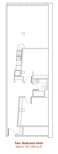 Floor Plan  2 Bedroom 1 Bathroom Floor Plan at Mercantile Housing, Denver, 80202