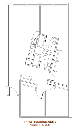 Floor Plan  3 Bed 2 Bath Floor Plan at Mercantile Housing, Denver, CO, 80202
