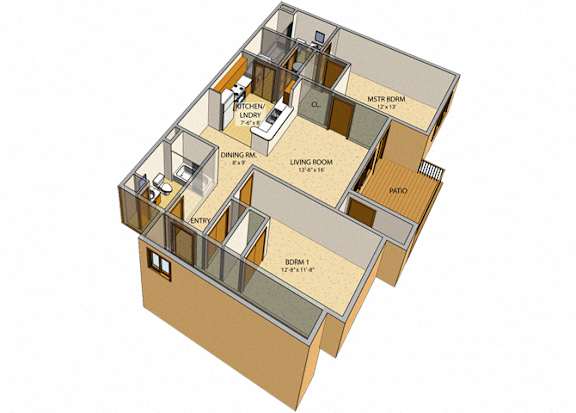 Floor Plan  Deer Lakes Apartments - Two-bedroom, Two-full Bath apartments in Amherst New York – In-unit Washer and Dryer – Patio - Ask for a Tour - Pet Friendly