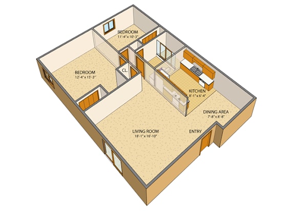 Floor Plan  London Towne Apartments - Two-bedroom, One and a half Bath Units in Amherst New York – Appliances Included - 24 Hour Emergency Maintenance - Swimming Pool – Tennis Court - Ask for a Tour - Pet Friendl