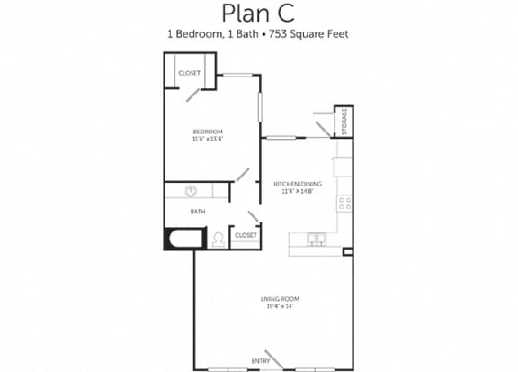 Floor Plan  1BR- C