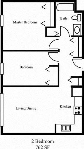 Floor Plan  2 Bed 762 SF
