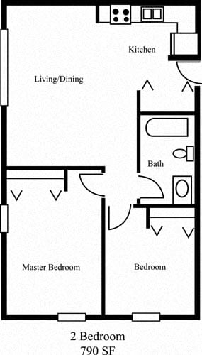 Floor Plan  2 Bed 790SF